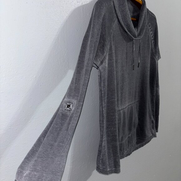 Calvin Klein Gray Cowl Neck Pullover Sweatshirt M Distressed Grunge Soft Knit - Picture 3 of 16